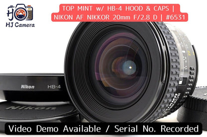 [Top Mint w/HB-4 Hood Caps] Nikon AF Nikkor 20mm f2.8 D Ultra Wide Lens Japan