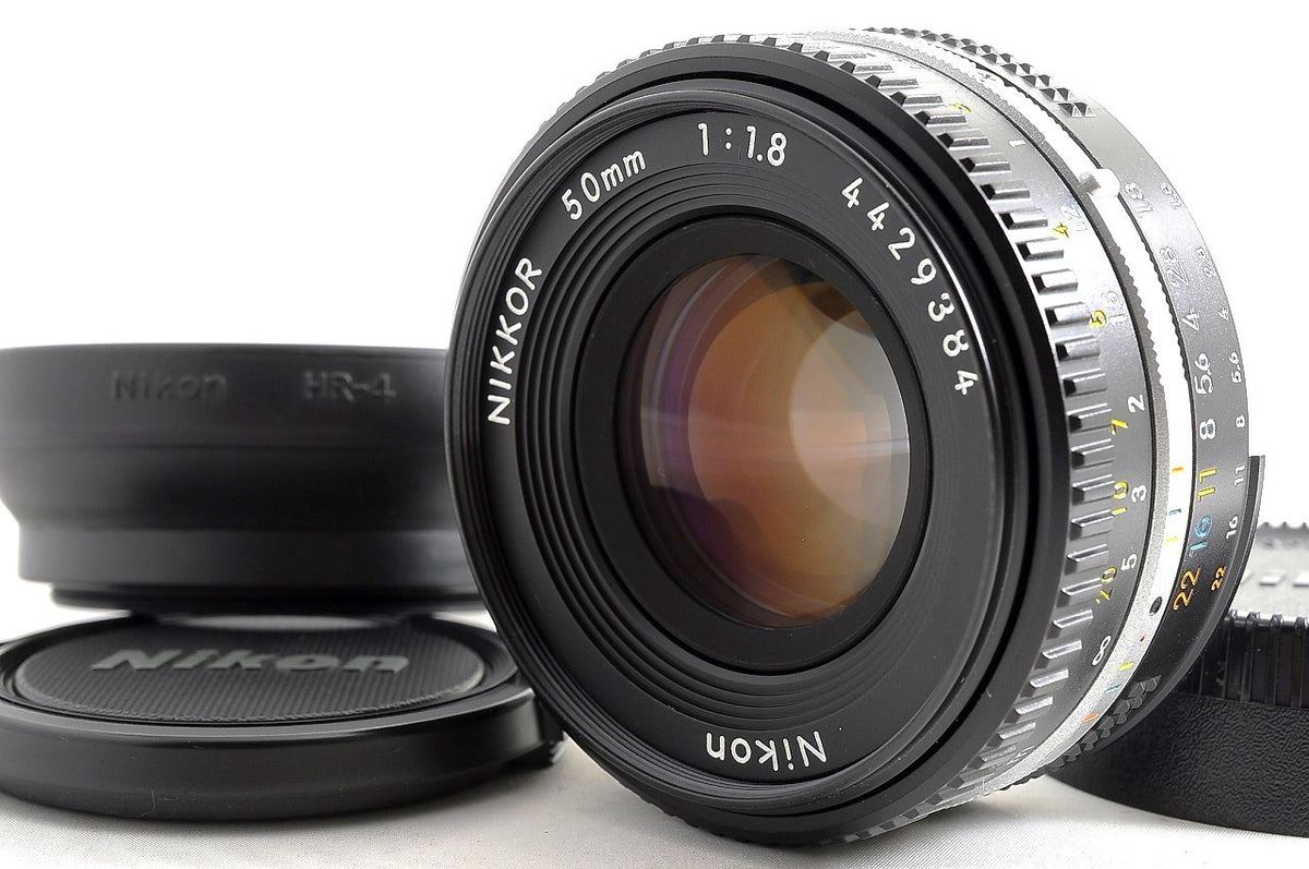 [Top Mint w/HR-4 Hood Caps] Nikon AIS Nikkor 50mm f1.8 MF Prime Lens Japan