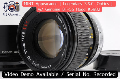 [Mint w/ Hood] Canon FD 100mm f/2.8 S.S.C. SSC Telephoto MF Lens Canon FD Japan