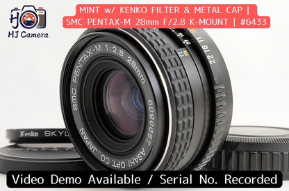 [Mint w/ Filter] Pentax SMC Pentax-M 28mm f/2.8 Wide MF Lens Pentax K Japan