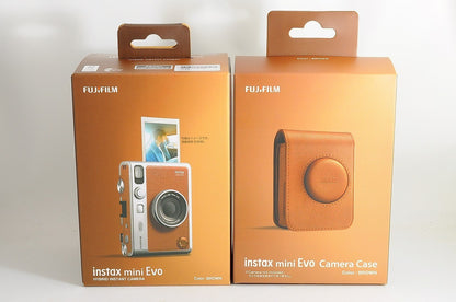 [Brand New] Fujifilm Instax Mini Evo Hybrid Camera w/ Genuine Case Brown Japan