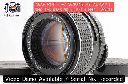 [Near Mint+] Pentax SMC Takumar 50mm f/1.4 Fast MF Lens M42 Screw Mount Japan