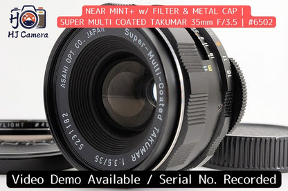 [Near Mint+ w/Filter Cap] Pentax Super Multi Coated Takumar 35mm f3.5 M42 Japan