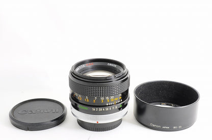 [Near Mint+ w/Hood Caps] Canon FD 50mm f1.4 SSC MF Standard Prime Lens Japan
