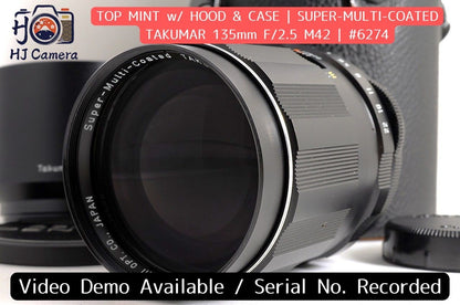[Top Mint w/ Hood] Pentax SMC Takumar 135mm f/2.5 Fast Telephoto MF M42 Japan