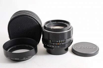[Near Mint+ w/Hood Case Cap] Pentax Super Multi Coated Takumar 50mm f1.4 M42 JP
