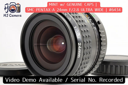 [Mint Caps] Pentax SMC Pentax-A 24mm f/2.8 Wide MF Lens Pentax K Mount Japan