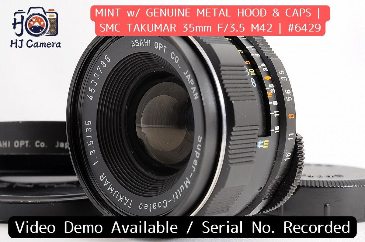 [Mint w/ Hood] Pentax SMC Takumar 35mm f/3.5 Wide MF M42 Screw Lens Japan