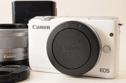 [NEAR MINT+] Canon EOS M10 White Mirrorless Camera 15-45mm IS STM Lens Kit Japan
