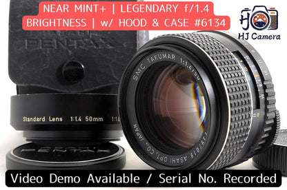 [NEAR MINT+ Hood Case] Pentax SMC Takumar 50mm f/1.4 Fast MF Lens M42 Japan