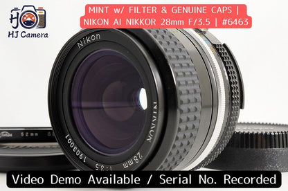 [Mint w/Filter] Nikon AI Nikkor 28mm f3.5 MF Wide Angle Prime Lens F Mount Japan