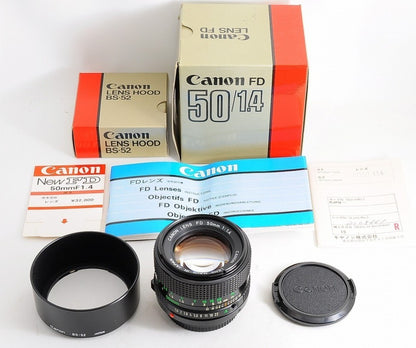 [Super Rare Unused] Canon New FD nFD 50mm f1.4 Lens BS-52 Hood In Box From Japan