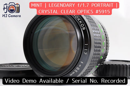[MINT] Minolta MC Rokkor 85mm f/1.7 Fast MF Lens Minolta SR MD Mount Japan