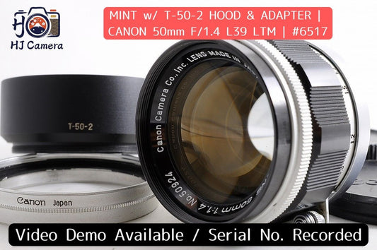 [Mint w/Hood Adapter Caps] Canon 50mm f1.4 L39 LTM Rangefinder MF Lens Japan