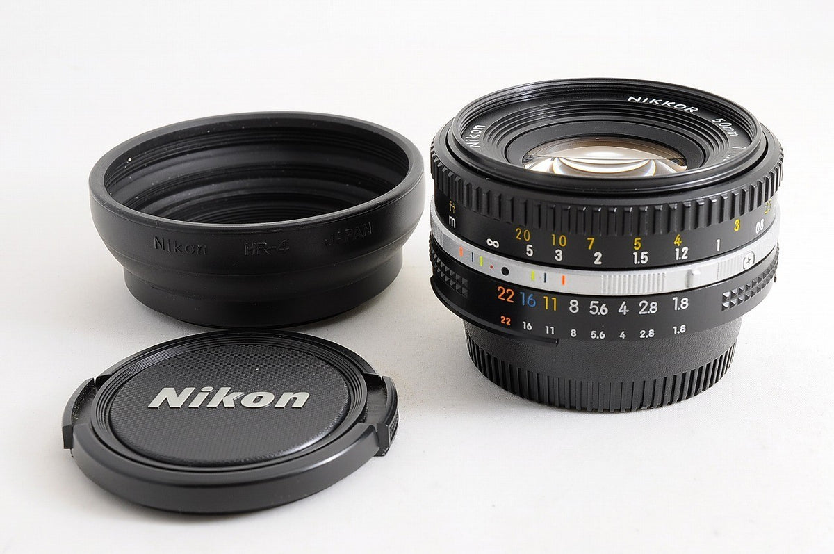 [Top Mint w/HR-4 Hood Caps] Nikon AIS Nikkor 50mm f1.8 MF Prime Lens Japan