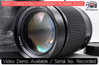 [Mint w/ Case] Contax Carl Zeiss Planar T* 100mm f/2 AEG Fast MF CY Lens Japan
