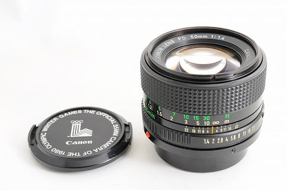 [Top Mint] Canon New FD nFD 50mm f/1.4 Fast MF Lens 1980 Olympic Cap Japan