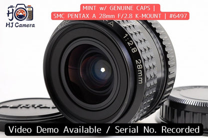 [Mint w/ Caps] SMC Pentax A 28mm f2.8 MF Wide Angle Prime Lens K Mount Japan
