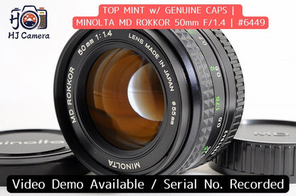 [Top Mint Caps] Minolta MD Rokkor 50mm f/1.4 Fast MF Lens Minolta MD Mount Japan